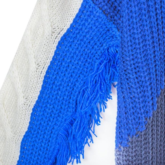 Free Generation Color block Fringe Cable Sweather - Picture 4 of 13